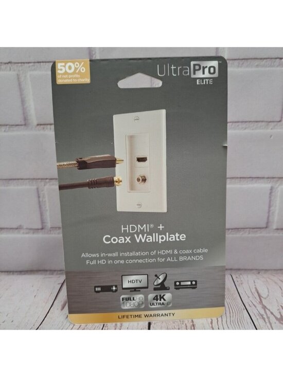 Ultra Pro Other - HDMI + Coax Cable Wall Plate, Recessed 4K, Ultra Pro Elite, Home Theaters NIP